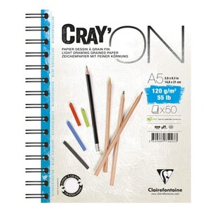 Bloc cray'on a5 - 50 feuilles - 120g - spirales - clairefontaine